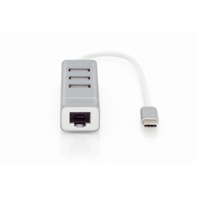 Hub USB Digitus Gris Argenté Aluminium