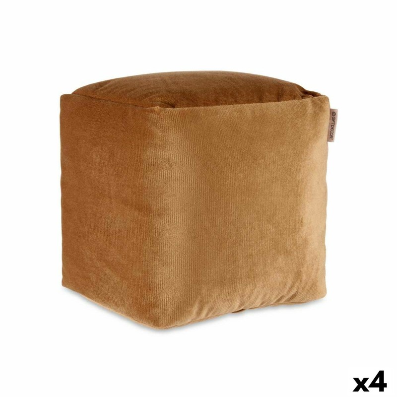 Pouf Velours Beige 30 x 30 x 30 cm (4 Unités)