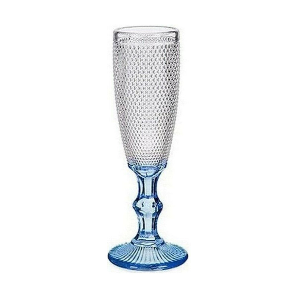 Champagne glass Vivalto PR05720ZD/BHA6 BLUE Blue Transparent Glass 180 ml Points (6 Units)