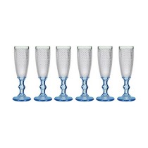 Champagne glass Vivalto PR05720ZD/BHA6 BLUE Blue Transparent Glass 180 ml Points (6 Units)