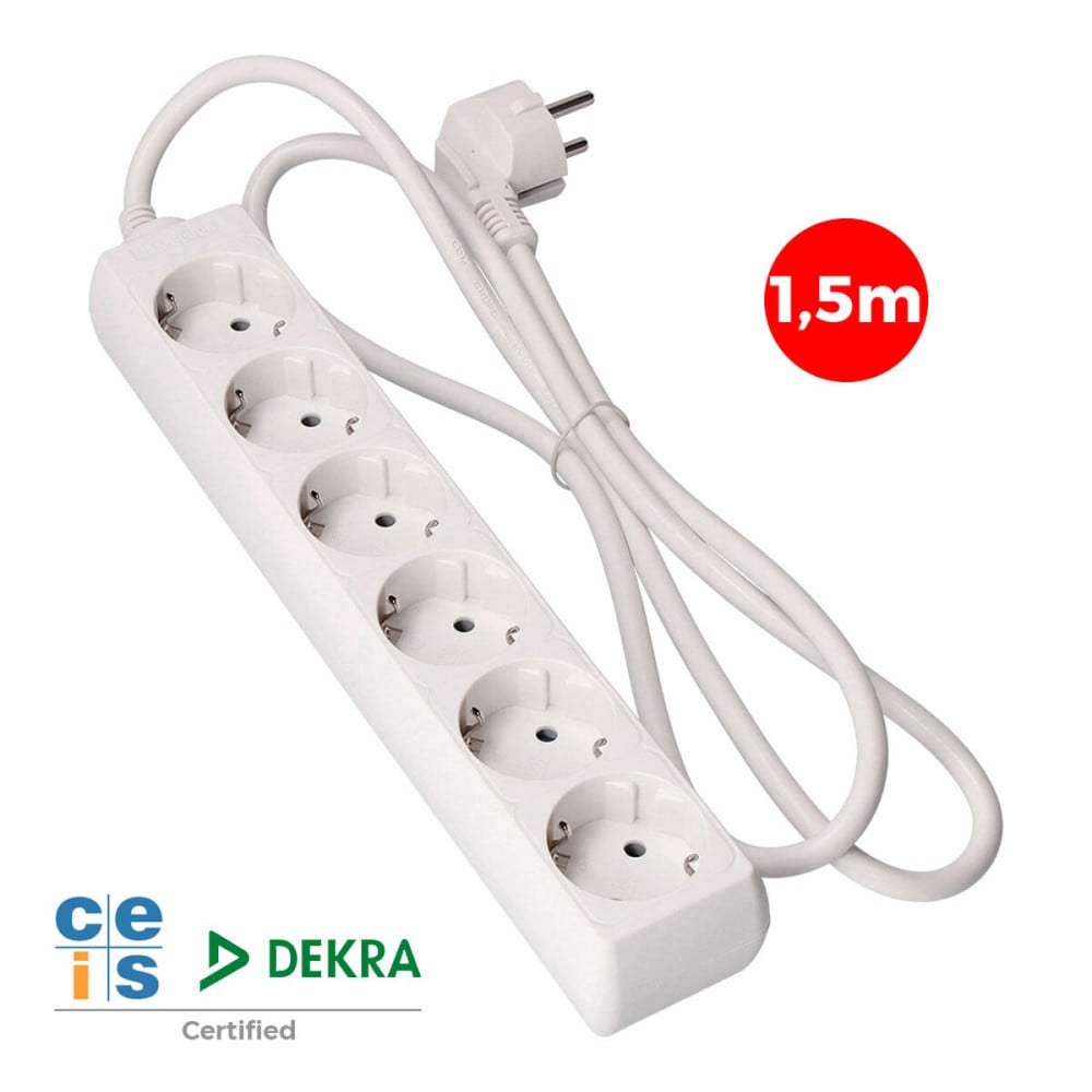 6-socket plugboard without power switch EDM 41006 Schuko (1,5 m)