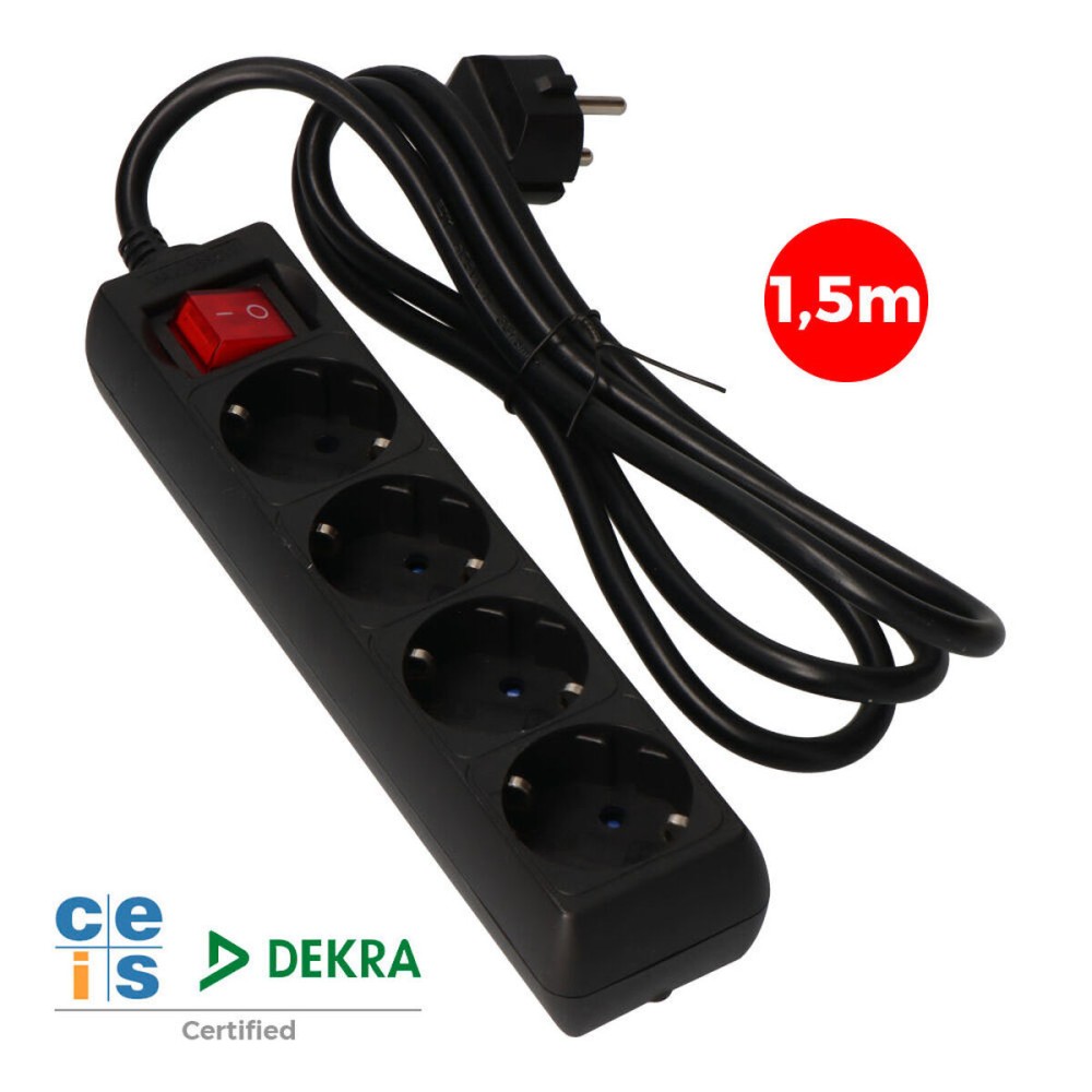 4-socket plugboard with power switch EDM 41013 Schuko (1,5 m)