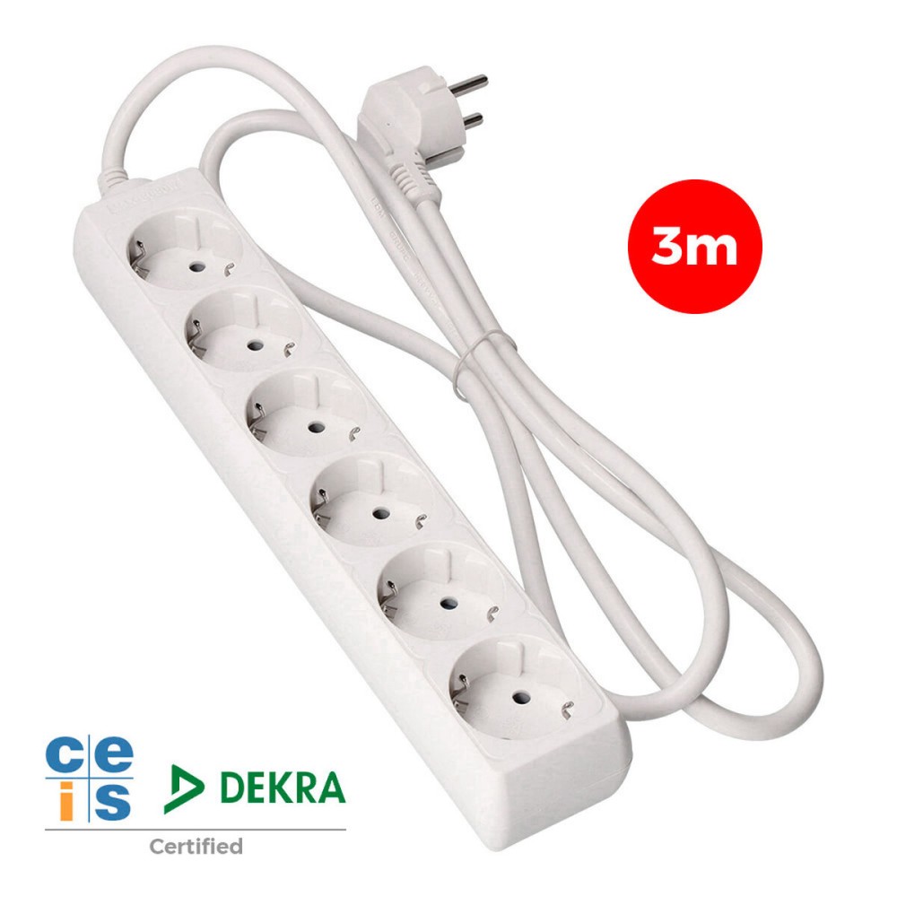 6-socket plugboard without power switch EDM 41036 Schuko (3 m)