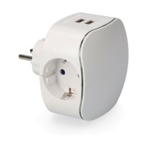 Wall Plug with 2 USB Ports EDM R40056 Thermoplastic Schuko Triple