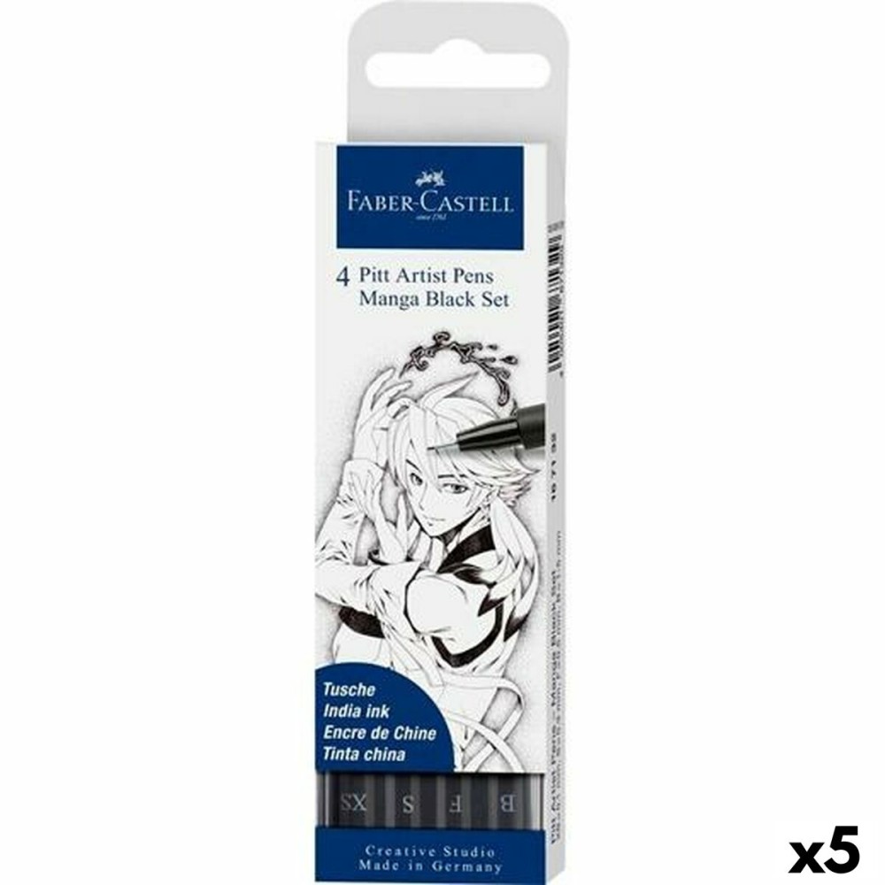 Marker-Set Faber-Castell Pitt Artist Comic, Zeichnung und Manga Etüie Schwarz (5 Stück)