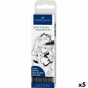 Ensemble de Marqueurs Faber-Castell Pitt Artist Bande dessinée, dessin et manga Coffret Noir (5 Unités)