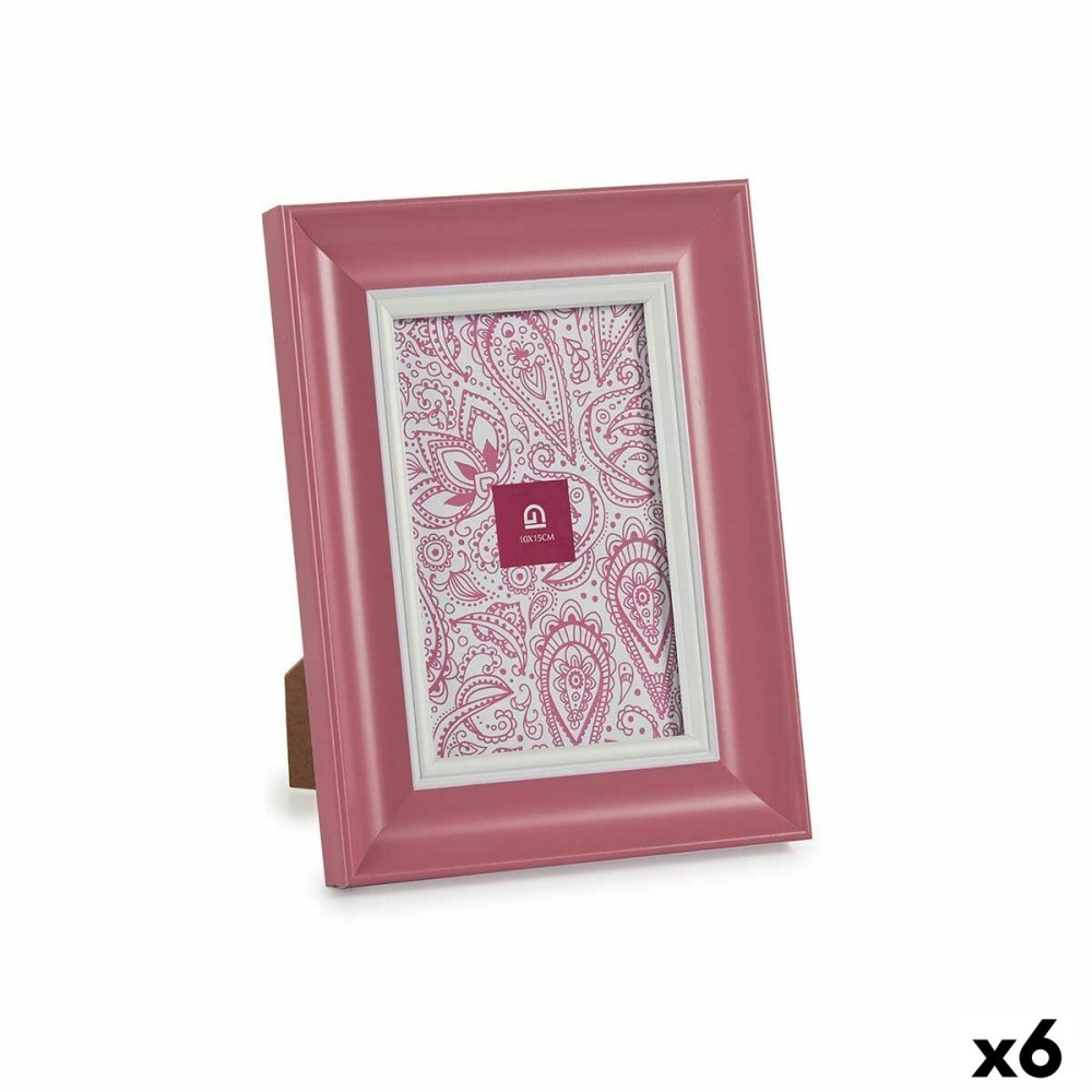 Cadre photo Verre Rose Plastique (6 Unités) (2 x 21 x 16 cm)