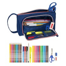 Trousse Scolaire avec Accessoires Kelme Navy blue Orange Blue marine 20 x 11 x 8.5 cm (32 Pièces)