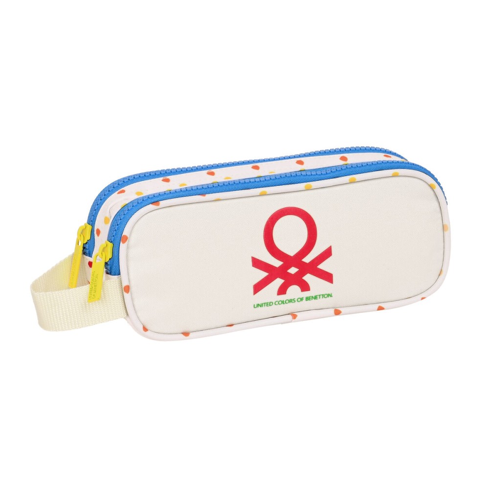 Trousse Fourre-Tout Double Benetton Topitos Blanc (21 x 8 x 6 cm)