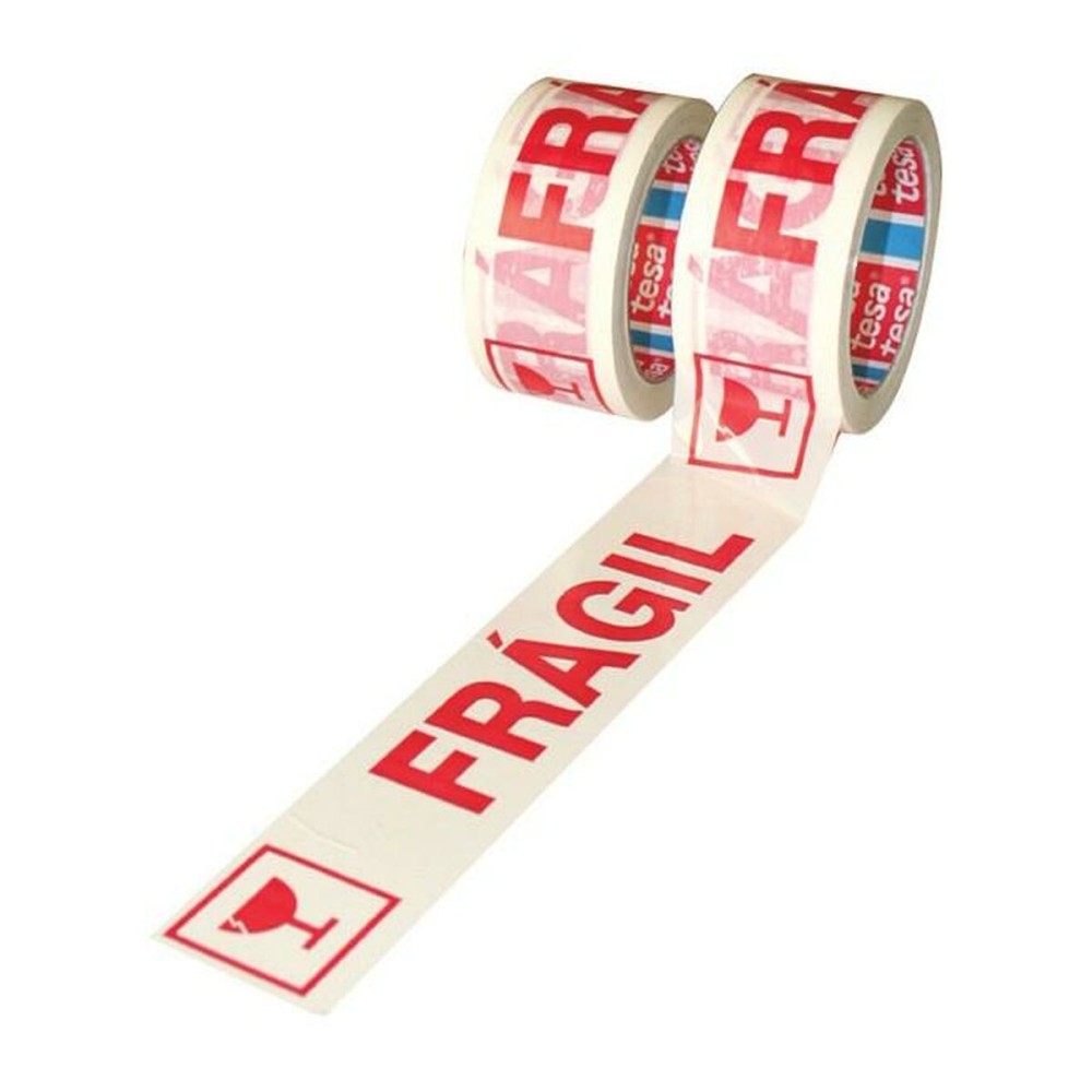 Adhesive Tape TESA FRÁGIL Packaging White 50 mm x 66 m (6 Units)