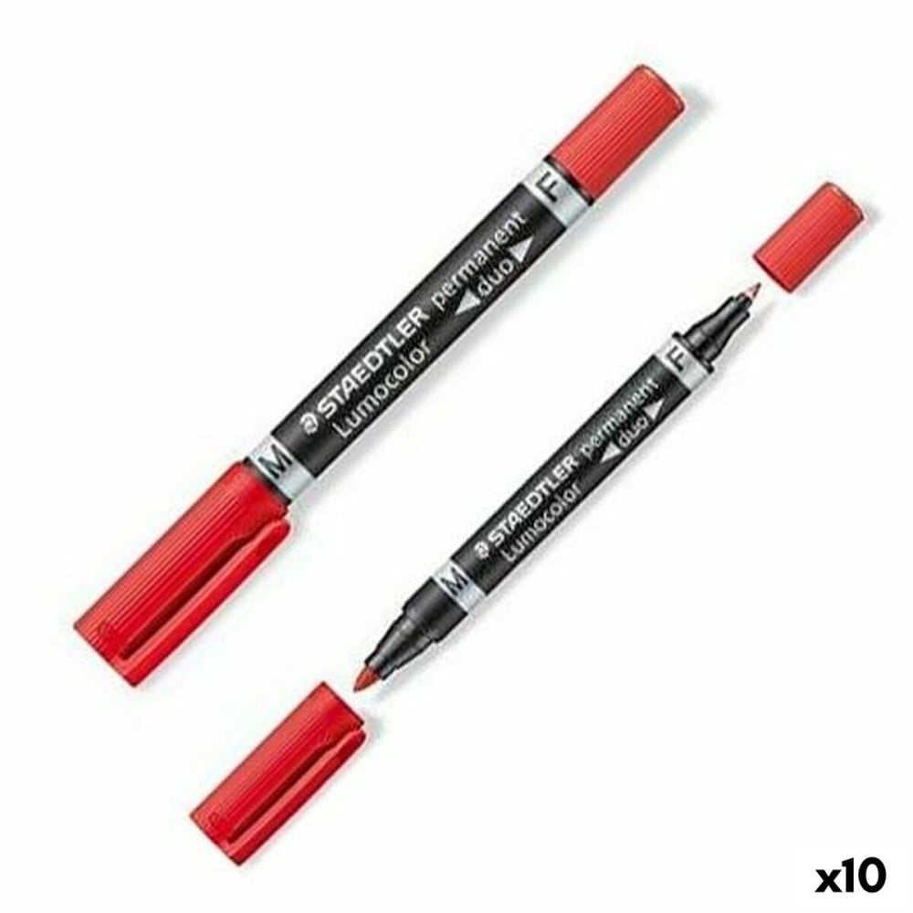 Marqueur permanent Staedtler Lumocolor 348 Double Rouge (10 Unités)