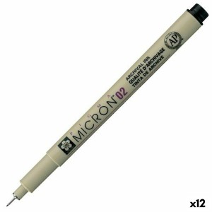 Filzstifte Talens Sakura Pigma Micron 02 Schwarz (12 Stück)