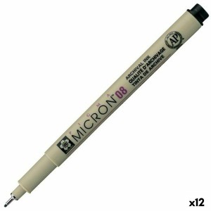 Feutres Talens Sakura Pigma Micron 08 Noir (12 Unités)