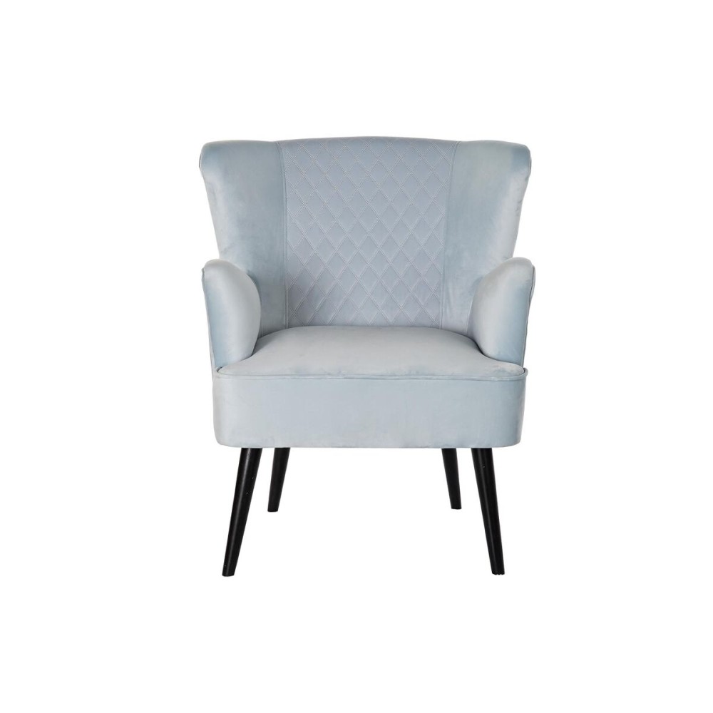 Armchair DKD Home Decor Black Metal Sky blue (76 x 76 x 82 cm)