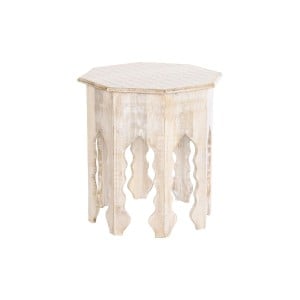 Table d'appoint DKD Home Decor 49 x 49 x 53,5 cm Marron Blanc Bois de manguier