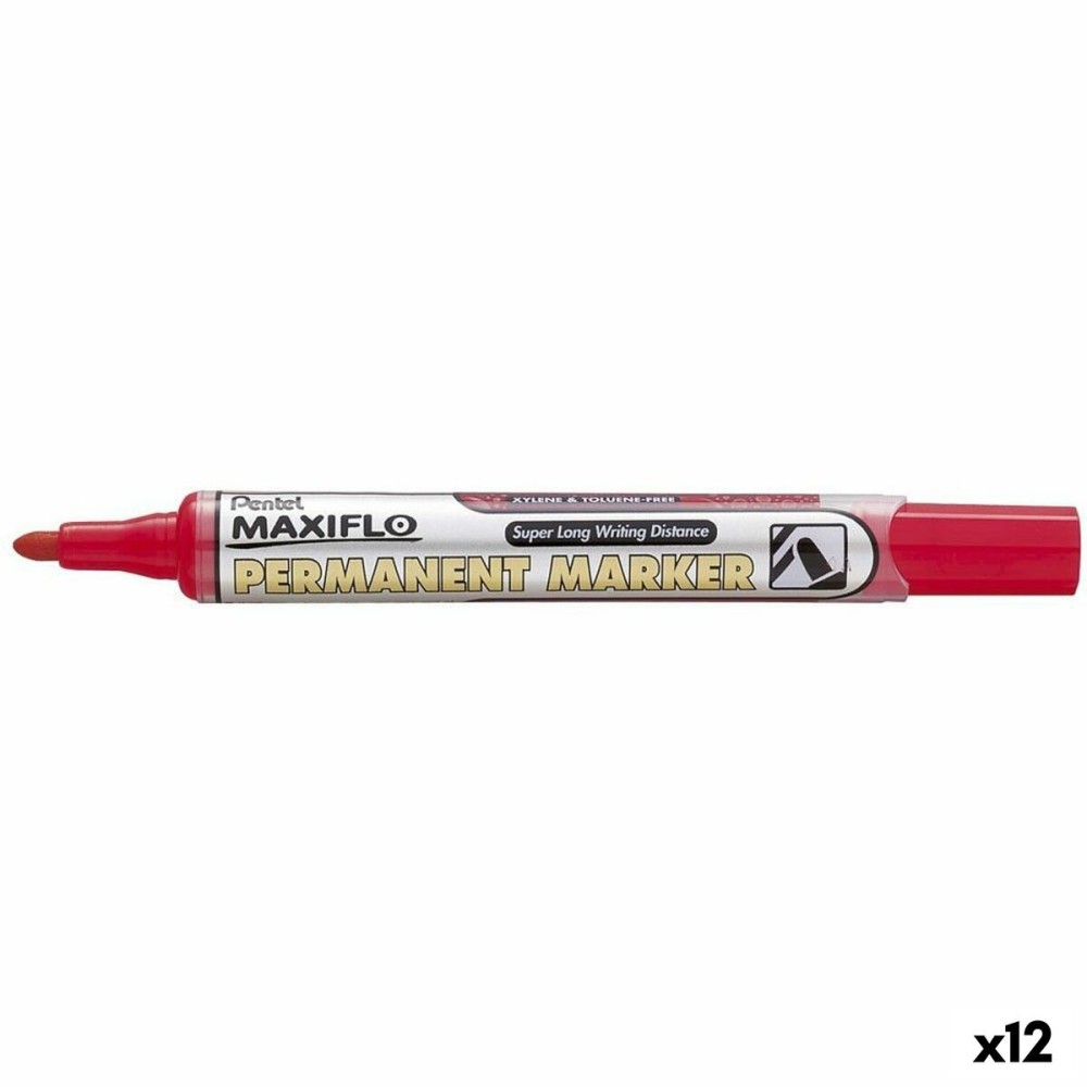 Marqueur permanent Pentel NLF50 Rouge 12 Pièces (12 Unités)