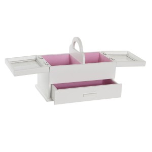 Boîte à bijoux DKD Home Decor 16 x 17 x 28 cm Blanc Rose clair Bois MDF