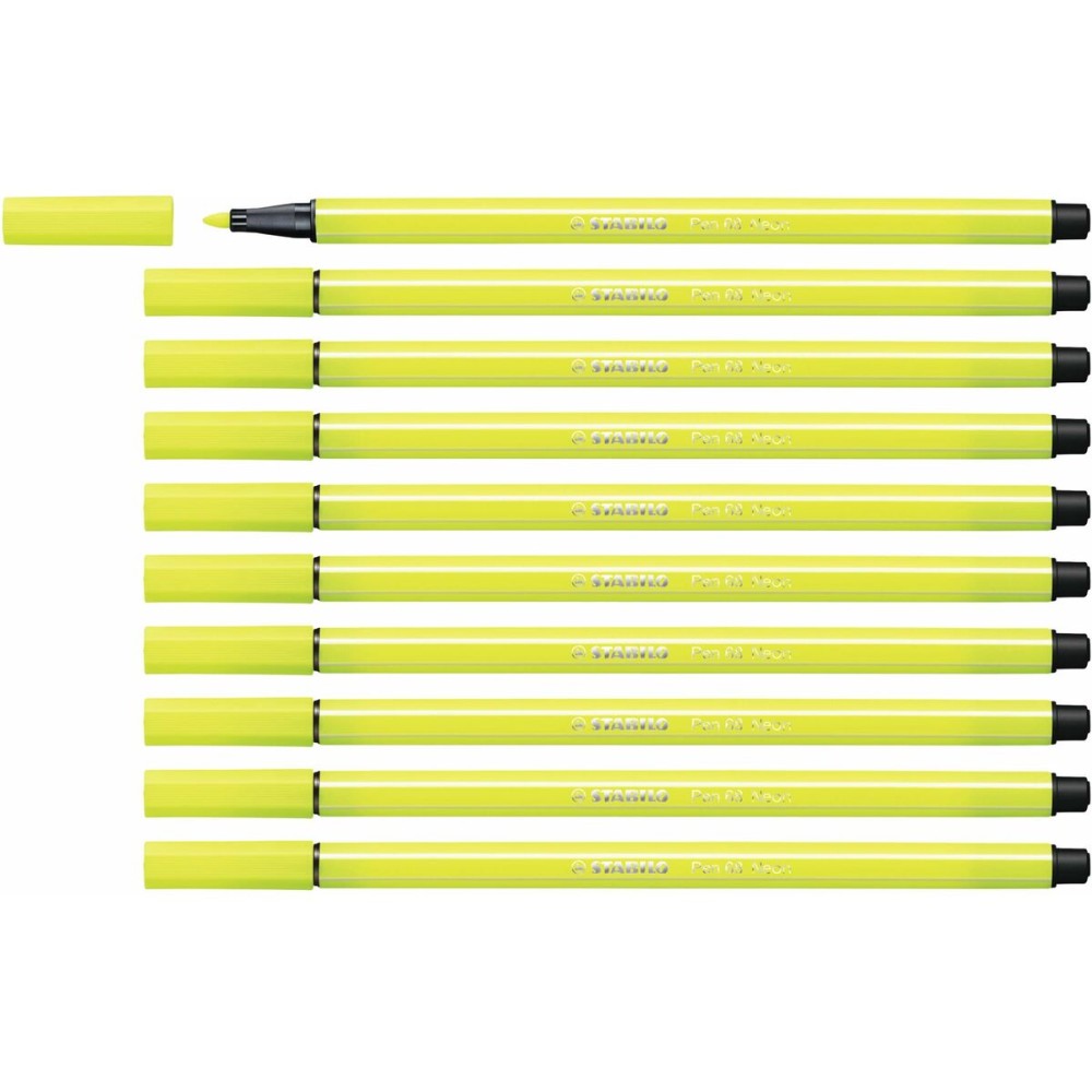 Filzstifte Stabilo Pen 68 Fluoreszierend Gelb (10 Stücke)