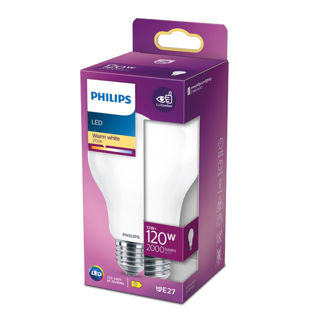 Lampe LED Philips D 120 W 13 W E27 2000 Lm 7 x 12 cm (2700 K)