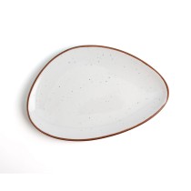 Flat plate Ariane Terra Triangular Ceramic Beige (Ø 29 cm) (6 Units)