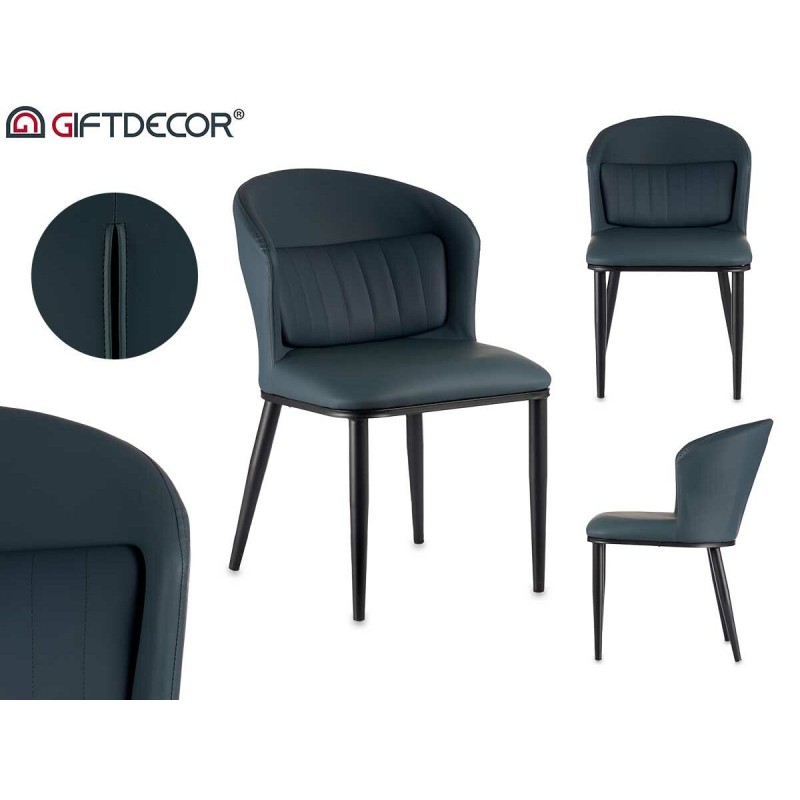 Armchair Circular Blue Black Steel 51 x 83,5 x 54 cm (2 Units)