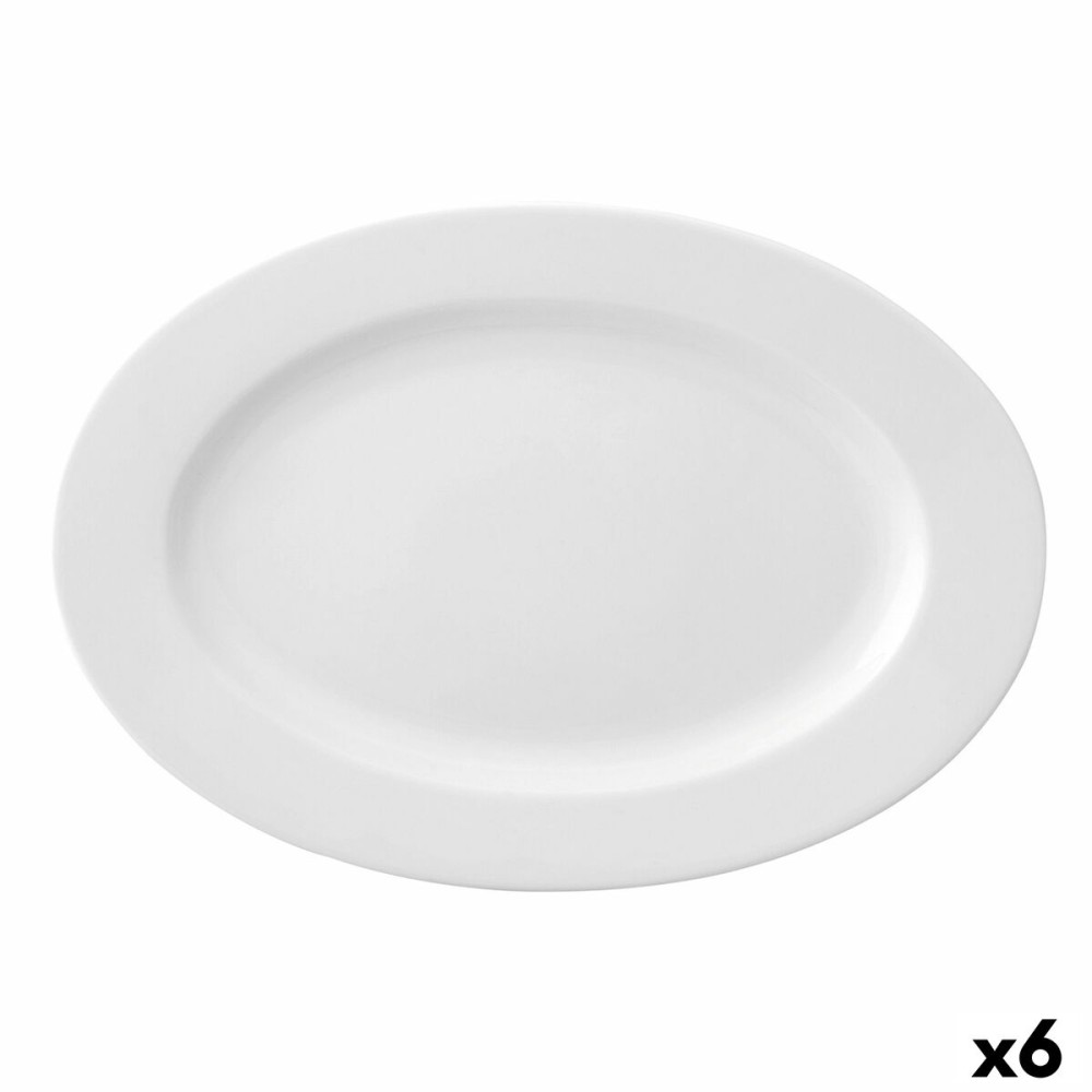 Assiette plate Ariane Prime Oblongue Céramique Blanc (32 x 25 cm) (6 Unités)