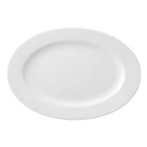 Flat plate Ariane Prime Oval Ceramic White (38 x 25 cm) (6 Units)