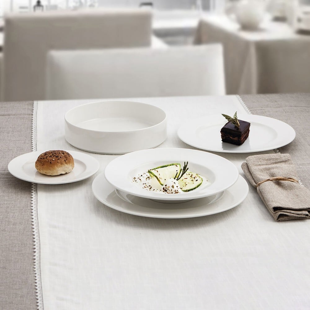 Flat plate Ariane Prime Oval Ceramic White (38 x 25 cm) (6 Units)