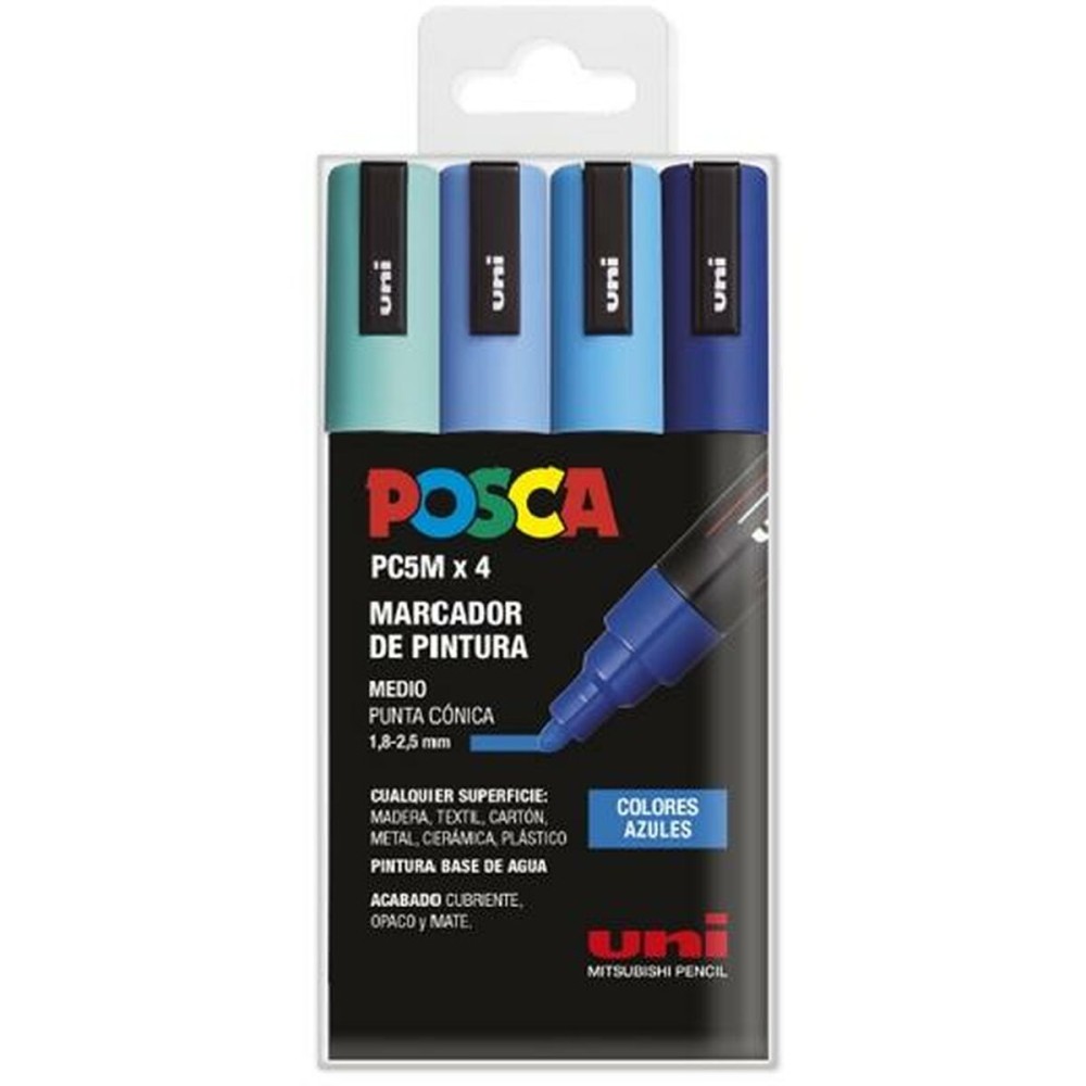 boîte de marqueurs POSCA PC-5M Bleu Multicouleur