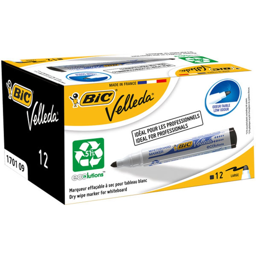 Liquid chalk marker Bic Velleda Ecolutions 1701 Black (12 Pieces)