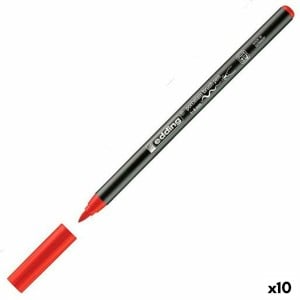 Felt-tip pens Edding 4200 Paintbrush Red (10 Units)