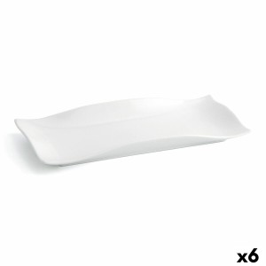 Assiette plate Quid Gastro Fun 29,5 x 11 x 3 cm Céramique Blanc (6 Unités)