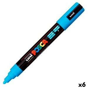 Felt-tip pens POSCA PC-5M Light Blue (6 Units)