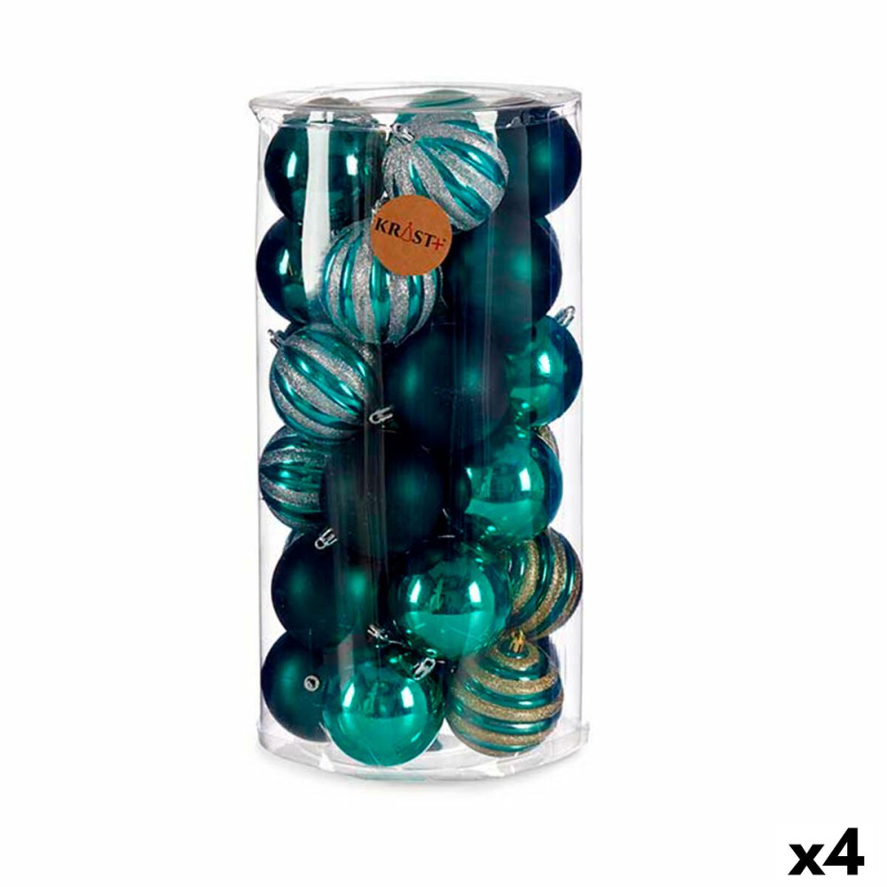 Lot de boules de Noël Bleu PVC 8 x 9 x 8 cm (4 Unités)