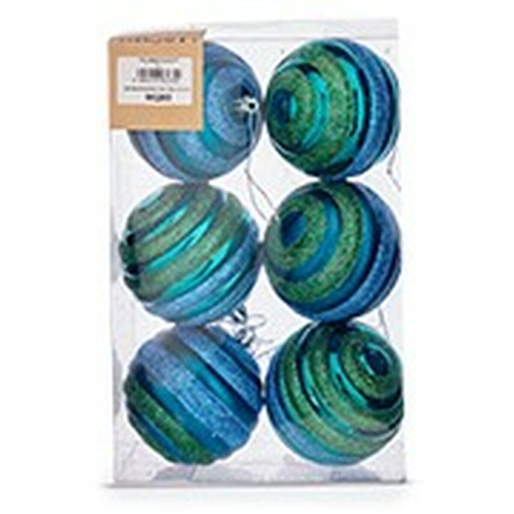 Set of Christmas balls Krist+ 00887 Blue Green PVC Ø 8 cm (12 Units)