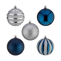 Weihnachtskugeln-Set Blau Silberfarben Kunststoff Ø 6 cm (6 Stück)