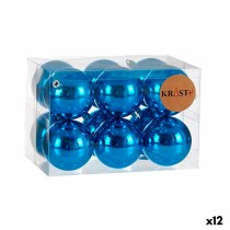 Lot de boules de Noël Bleu Plastique Ø 7 cm (12 Unités)