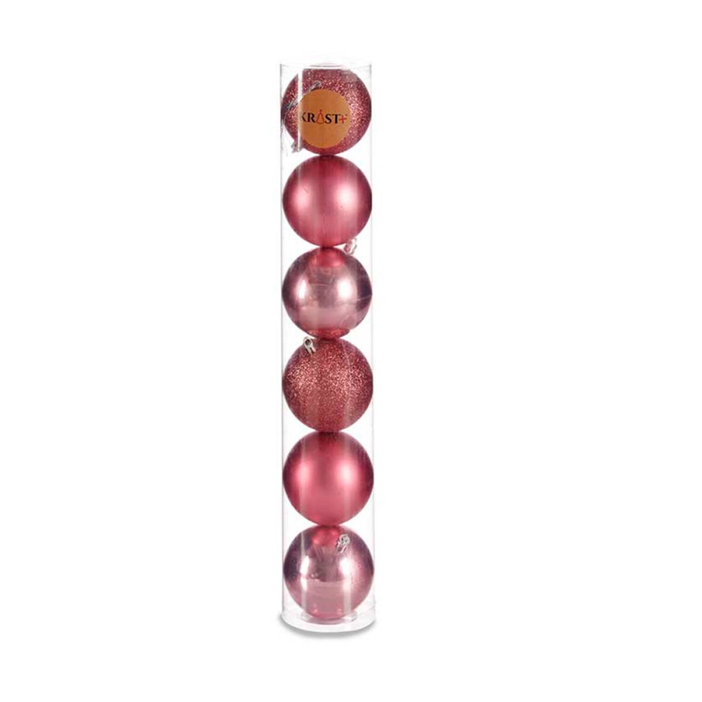 Lot de boules de Noël Rose Plastique 8 x 9 x 8 cm (24 Unités)