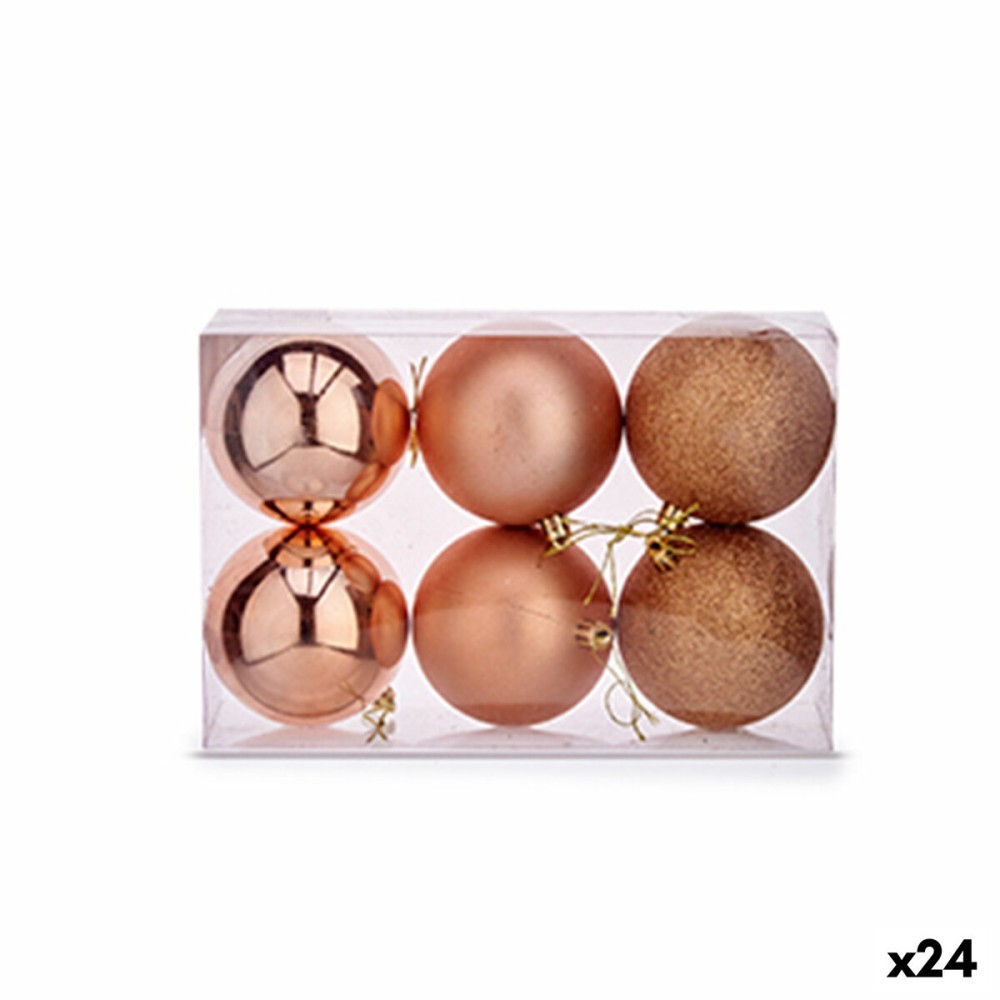 Lot de boules de Noël Cuivre Plastique 8 x 9 x 8 cm (24 Unités)