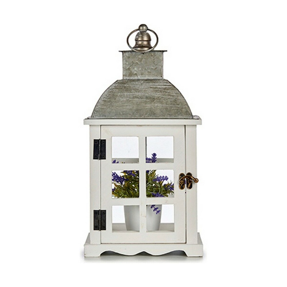 Lantern Silver Metal Wood White (14 x 39,3 x 20 cm) (6 Units)