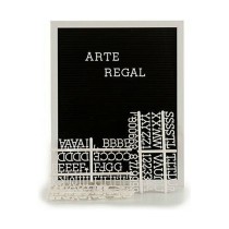 Painting Black White Panel 144 Letters (2,5 x 50,5 x 40,5 cm) (12 Units)