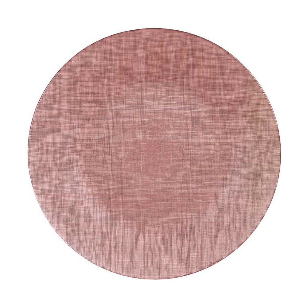 Flat Plate Vivalto Pink Glass 32,5 x 2 x 32,5 cm (6 Units)