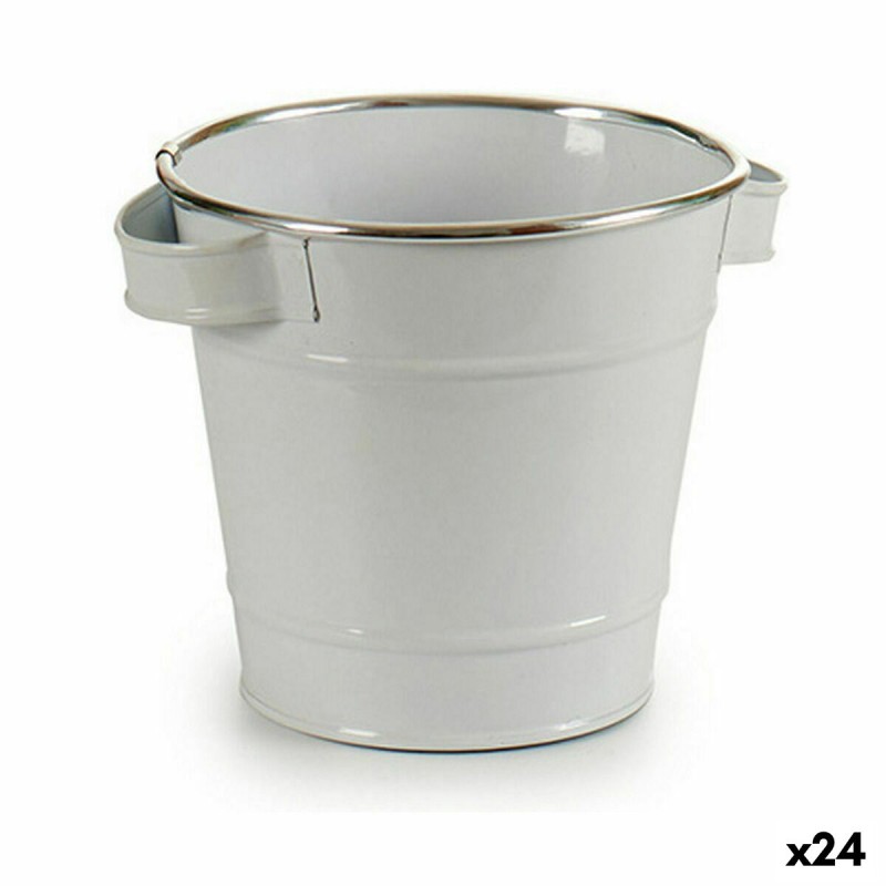 Cache-pot Ibergarden A60354-D Blanc Argenté Zinc Seau 19,5 x 14,5 x 16,5 cm (24 Unités)