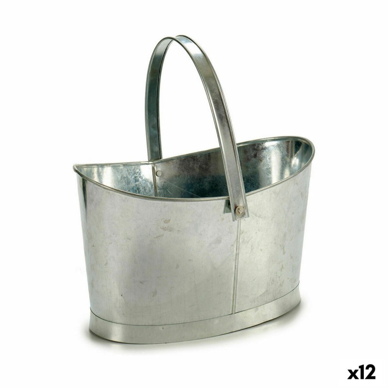 Plant pot Ibergarden E51465-B Silver Zinc Basket 21 x 19,5 x 35,5 cm (12 Units)