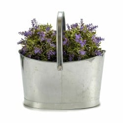 Blumentopf Korb Silberfarben Zink 21 x 19,5 x 35,5 cm (12 Stück)