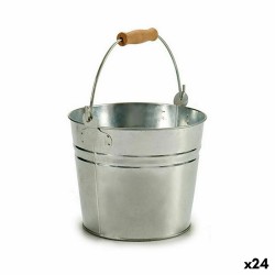 Cache-pot Ibergarden 14B-445 Argenté Bois Zinc Seau 22,5 x 27 x 22 cm (24 Unités)