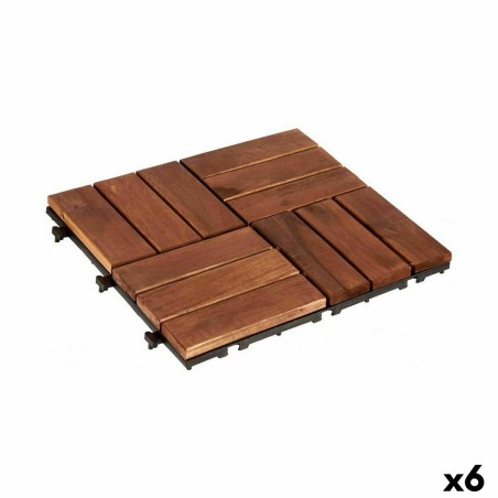 Interlocking Floor Tile Ibergarden A12P3030TDC-3A Brown Polyethylene Acacia 30 x 2,8 x 30 cm (6 Units)