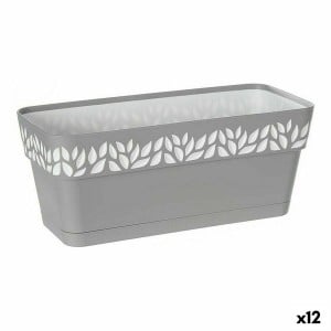 Jardinière auto-arrosante Stefanplast Cloe Blanc Gris Plastique 13,3 x 12,3 x 29,3 cm (12 Unités)