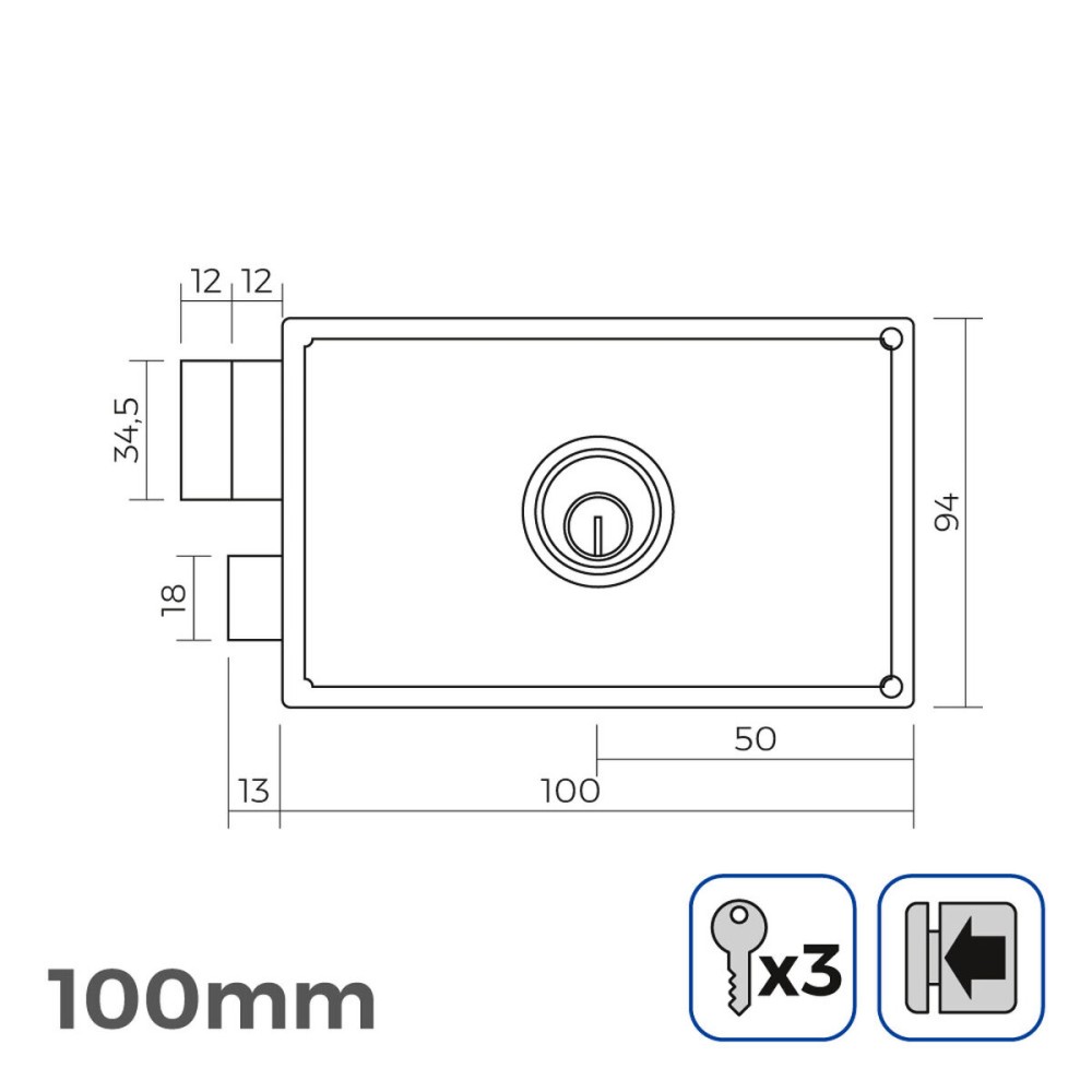 Lock EDM 85266 Steel 100 x 94 mm To put on top of