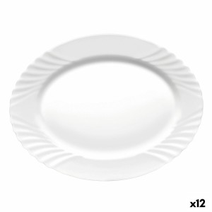 Serving Platter Bormioli Rocco Ebro Oval White Glass (36 cm) (12 Units)